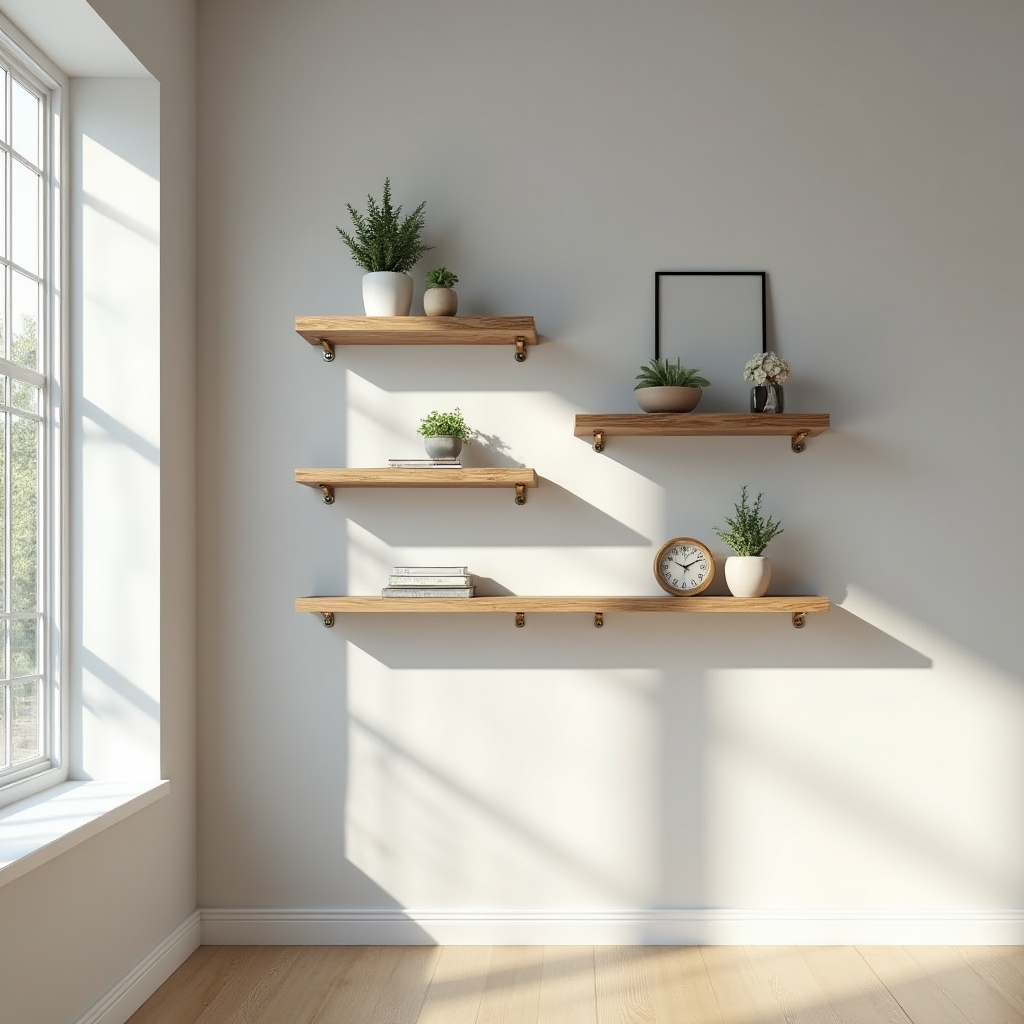 Навешенные полки на стене